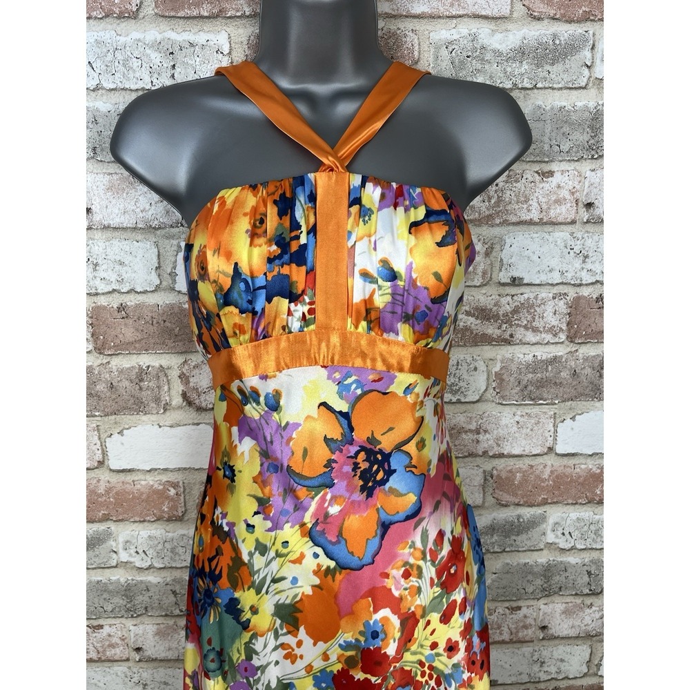 Vintage Gunne Sax Maxi Dress Orange Floral Corset Back Juniors Sz 3